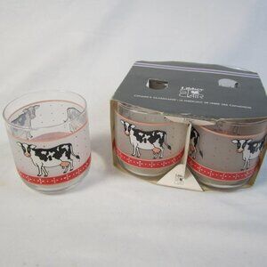 Set of 4 Libbey St Clair Cow 10oz Drinking Glasses- New Old Stock - Box Damage